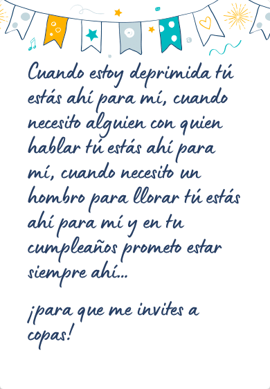 Mensaje de cumpleaños divertido para una amiga