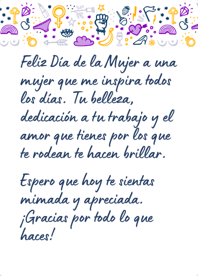 Mensaje para felicitar el Día de la Mujer