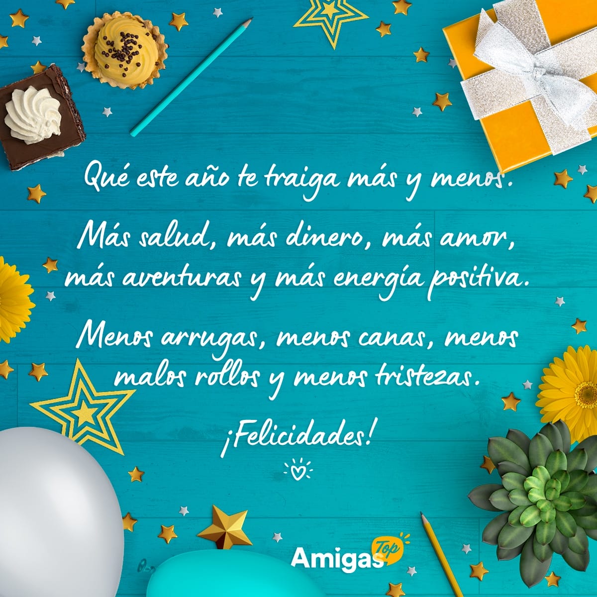 Imagen con mensaje de cumpleaños bonito para una amiga