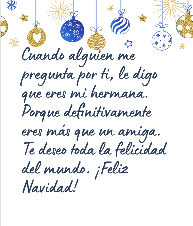 Mensaje de Navidad bonito para una amiga